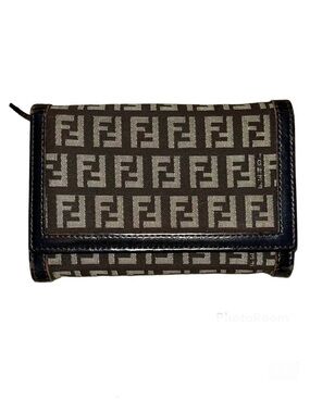 Fendi Brown Zucchino Vintage Small Trifold Wallet